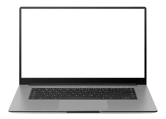 Laptop with blank screen, computer isolated on white background, full depth of field