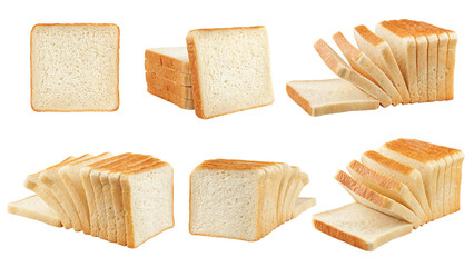 sliced bread, toast isolated on white background, full depth of field