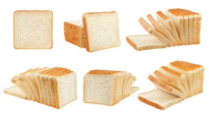 sliced bread, toast isolated on white background, full depth of field
