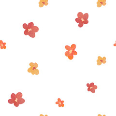 Watercolor trendy minimalistic Flower. cute floral seamless pattern background for Wedding card, packaging paper, fabrics, wrapping gifts. wildflowers coloured garden childish illustration