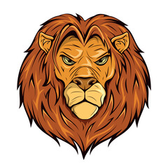 Angry Royal lion. Vector illustration of a wild animal. Angry lion king