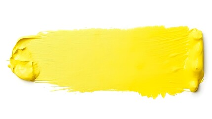 Isolated light yellow Brush Stroke on a white Background. Acrylic Paint Texture with Copy Space 

