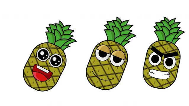 Cute pineapple emoticon animation