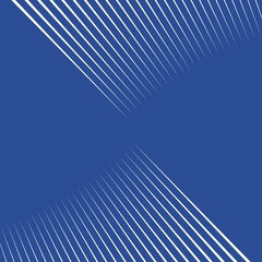 Diagonal striped illustration. Repeated white lines on blue background. Surface pattern design with linear ornament. Disco lights motif. Stripes wallpaper. Digital paper for web designing. Vector art