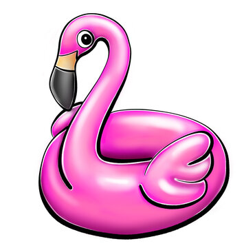 Pink Flamingo Summer Pool Floatie Illustration 