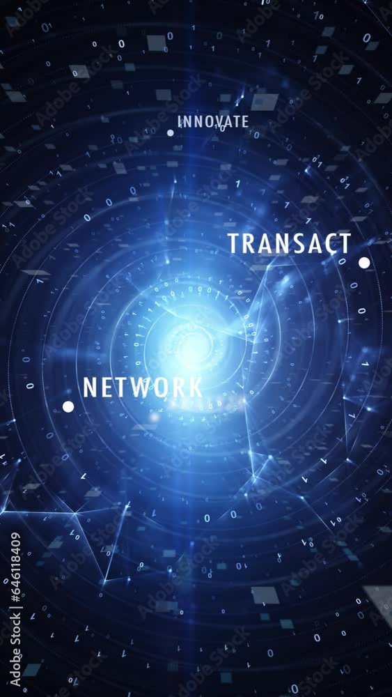 Poster digital business word cloud cyberspace loop vertical animation.
