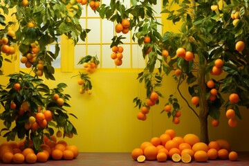 vibrant citrus backdrop. Generative AI