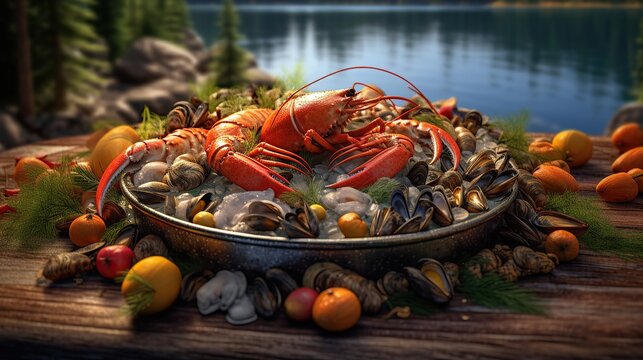 Delicious seafood crabs menu restaurant. AI generated image