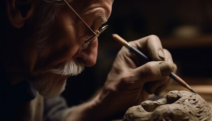 One skilled man creates handmade pottery with expert craftsmanship generated by AI