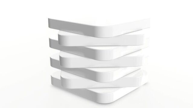 rotierende Bl&ouml;cke, Geometrie, Hintergrund, abstufung, 3D, futurisch, gleichm&auml;ssig, ordnung, sieben, weiss, grau