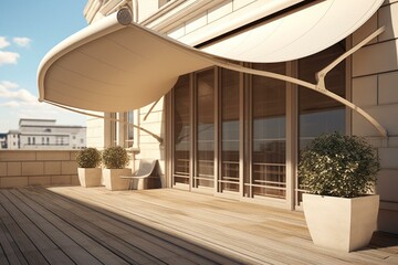 3D illustration terrace awning. Generative AI
