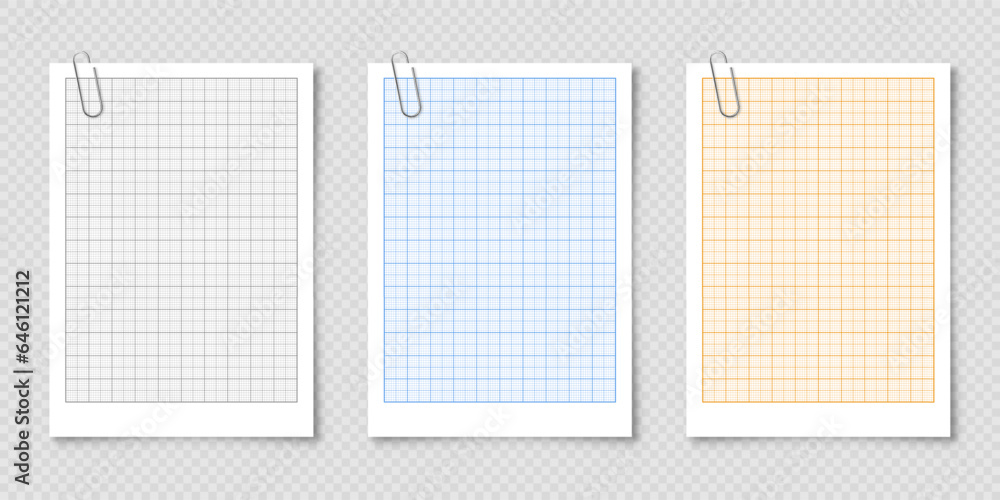 Wall mural Sheet of graph paper with grid. Millimeter paper texture, geometric pattern. Various lined blank for drawing, studying, technical engineering or scale measurement. Vector illustration