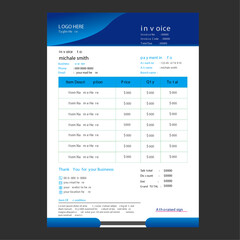 minimal yellow invoice template vector design