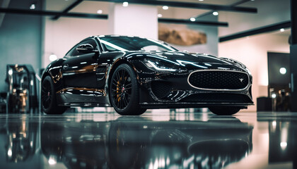 Modern luxury sports car, shiny chrome, elegant design, high performance generated by AI