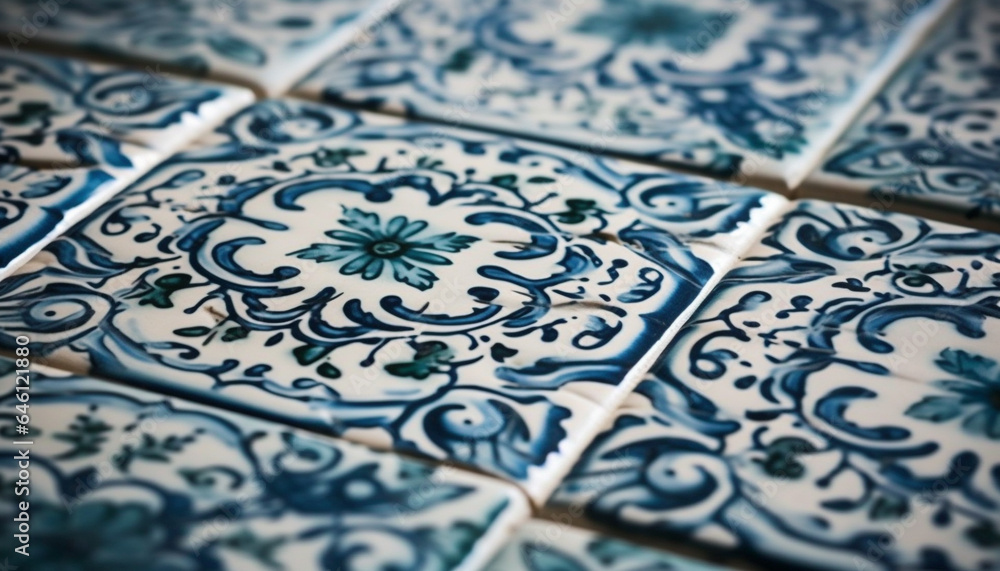 Poster ornate mosaic tiling creates elegant ancient architecture backdrop indoors generated by ai