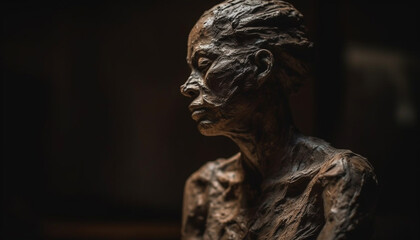 Fototapeta premium One person praying to a statue of a god indoors generated by AI