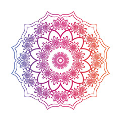 Gradient color mandala pattern on white isolated background. Vector background for yoga, meditation poster, banner, wallpaper and your desired ideas.