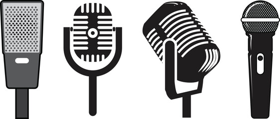 Set of Microphone vector icon