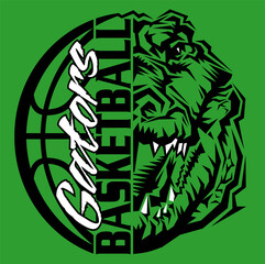 gators basketball team design with ball and mascot for school, college or league sports