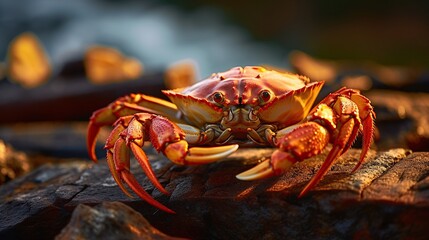Orange crab on blur background. AI generated - obrazy, fototapety, plakaty