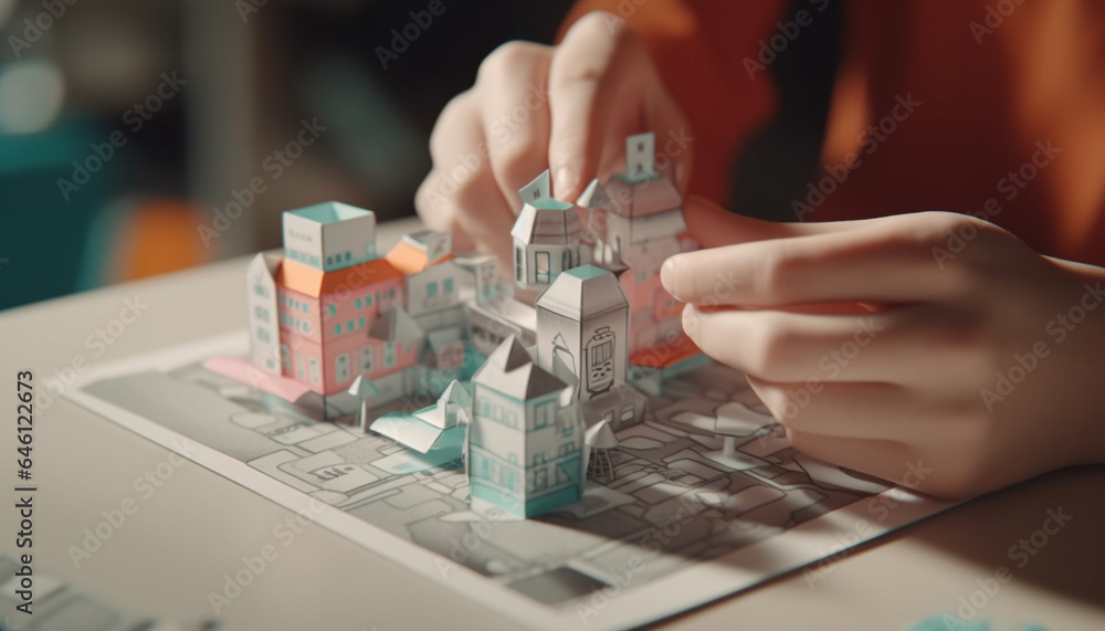 Poster architects plan and design modern built structures with creativity and technology generated by ai