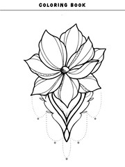 Filigree lotus flower, handdrawn illustration on mandala background abstract floral background