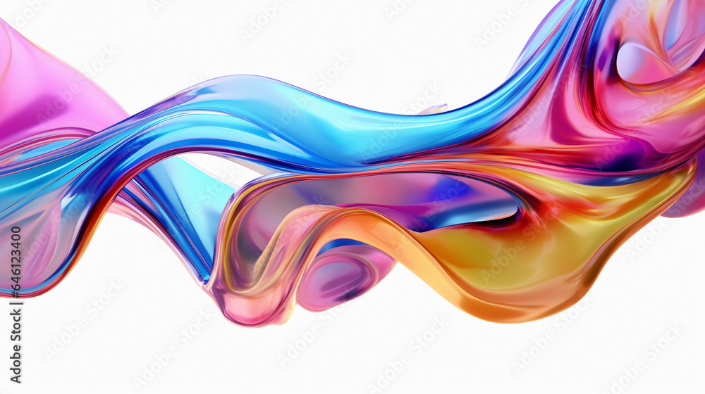 Aufkleber 3d illustration of flowing multicolored gradient substance. abstract holographic background.