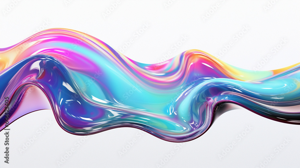 Aufkleber 3d illustration of flowing multicolored gradient substance. abstract holographic background.