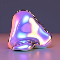 3D illustration of a distorted holographic sphere. Abstract surreal contemporary art.