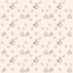 International coffee day template background design with hand drawing style. National coffee day vector illustration. Coffee day pattern design.