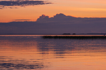 Obraz premium natural landscape, white night over the wide northern lake