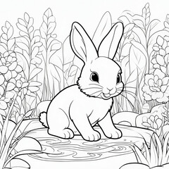 Kids' Coloring Extravaganza: 3D Rabbit and Ball Adventure