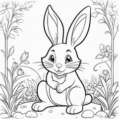 Obraz premium Engaging 3D Coloring: Children's Artistic Journey with a Rabbit