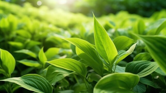 Fresh green leaf nature tropical AI generated image
