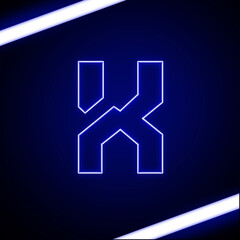 Neon Light Alphabet x with clipping path. 3D illustration