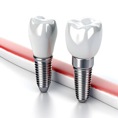 The concept of dental implant surgery. Image of implants on a white background