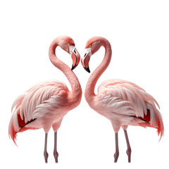 Flamingos Forming a Heart, Isolated on White Background