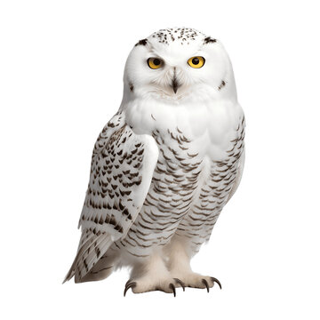 A snowy owl isolated on white