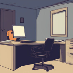 interior with desk, Generative AI 