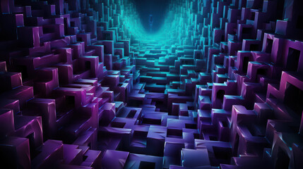 Obraz premium Bioluminescent Illusions: Enchanting 3D Art in Green and Purple. Generative AI