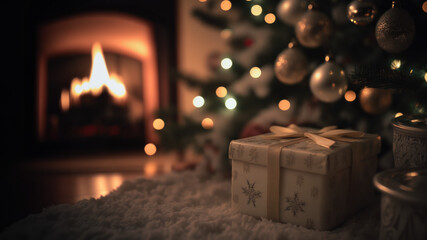 Christams scene with room for copy space created with Generative AI technology