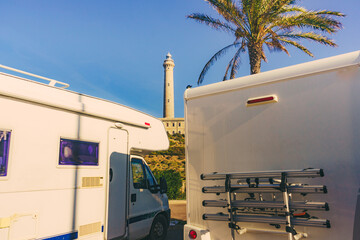 Camper at Cape Palos lighthouse, Spain