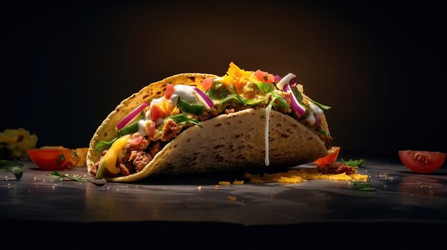 Delicious taco food, mexican food restaurant. AI generated image