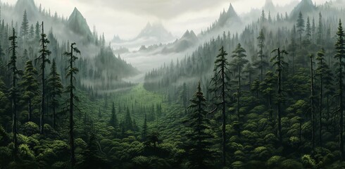 Serenade of the Mist: Painted Canopy Amidst Mountain Peaks