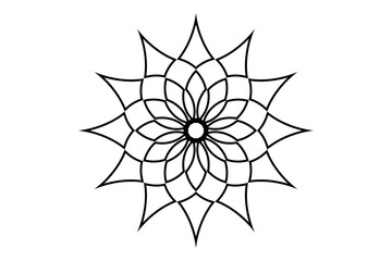 Flower of life mandala of sacred ancient geometry. Vector symbols and elements. Alchemy, religion, philosophy, astrology and spirituality themes. Black cutting Logo icon isolated on white background