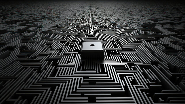 Digital Secrets Unveiled: Monochrome RFID Chip Texture. Generative ai