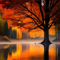 autumn landscape with lake