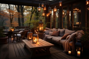 Fototapeta premium outdoor living room on a cold winter's day