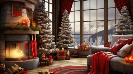 Christams scene with room for copy space created with Generative AI technology