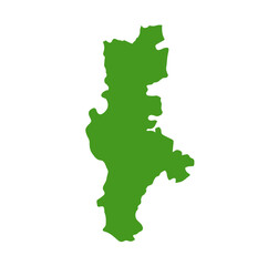 Gadchiroli dist map in green color. Gadchiroli is a district of Maharashtra.
